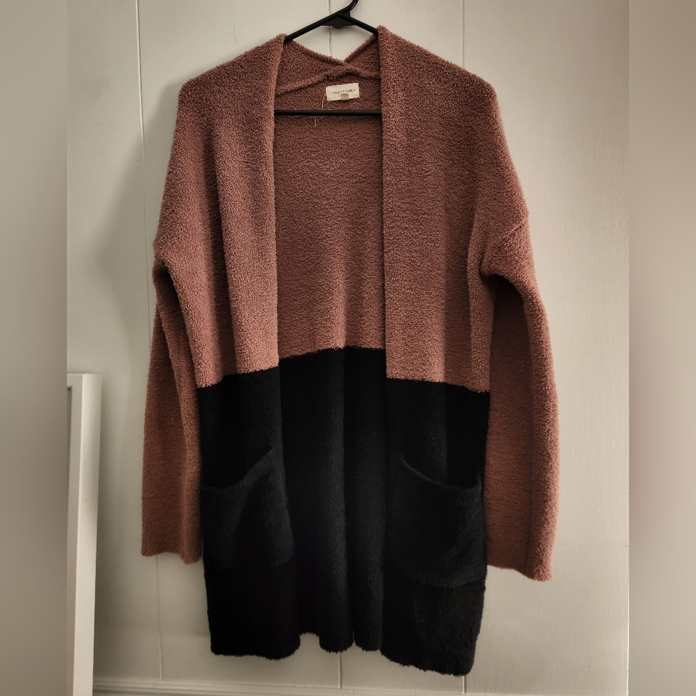 Thread & Supply Colorblock Cardigan in Brown and Black